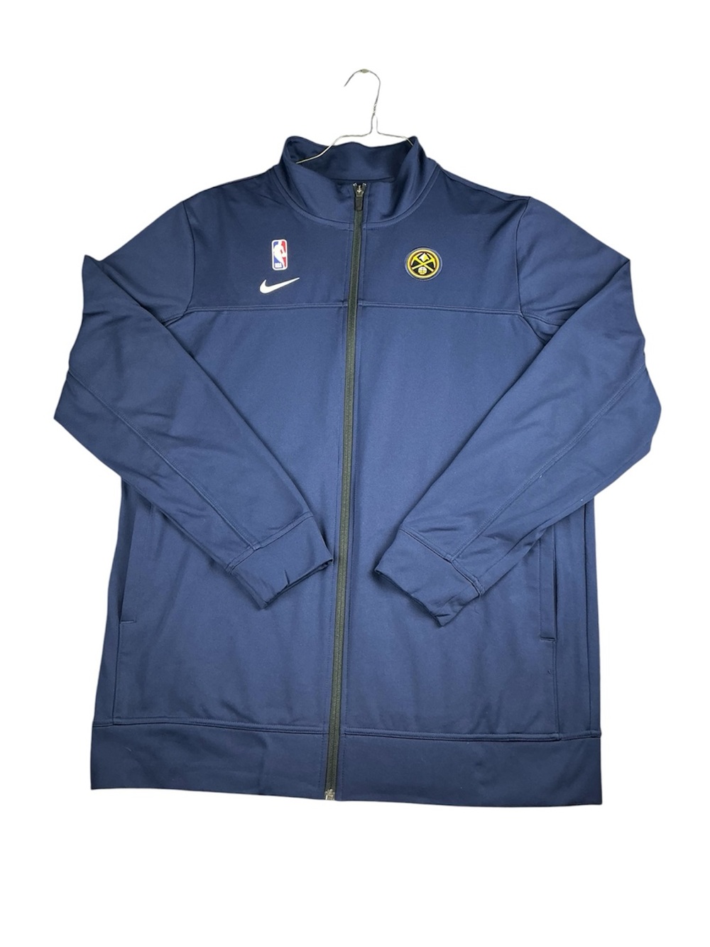 Nike NBA Denver Nuggets Player Issued Full Zip Warmup Jacket Navy Blue Men's L